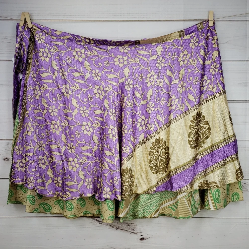 Darn Good Yarn Sari Silk Wrap Skirt Tea Goddess - Picture 5 of 16